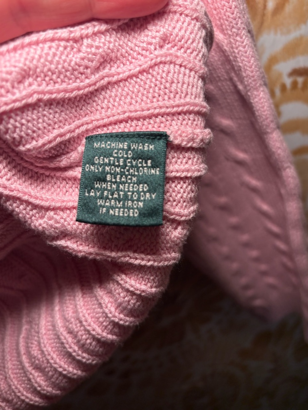 Lauren Active Vintage Pink Cable Knit V-Neck Sweater | Preppy Chic | Soft Cozy - Picture 4 of 5